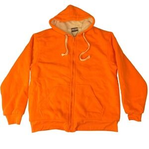 Ravmen Mens Sherpa Lined Zip Up Hoodie Safety Orange RV1901 Fleece Jacket M